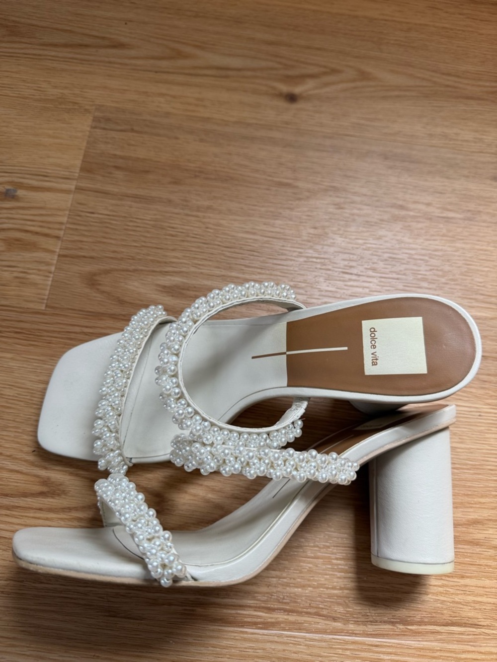 Dolce Vita White Pearl Heel Sandals